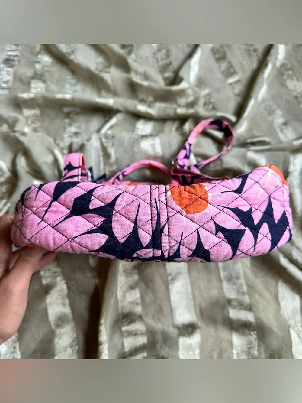 Vera Bradley Loves Me Pink & Orange Quilted Floral Backpack Matching Wallet